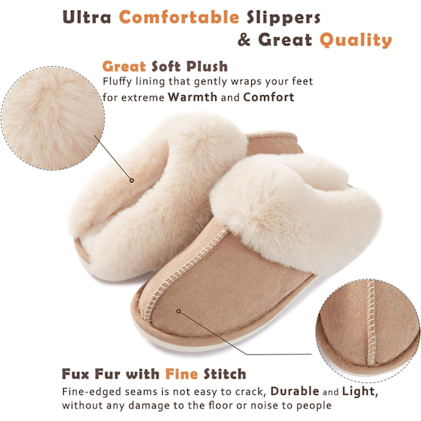 Damtofflor Minnesskum Fluffiga Mjuka Varma Slip On Husslippers, Anti-Ski