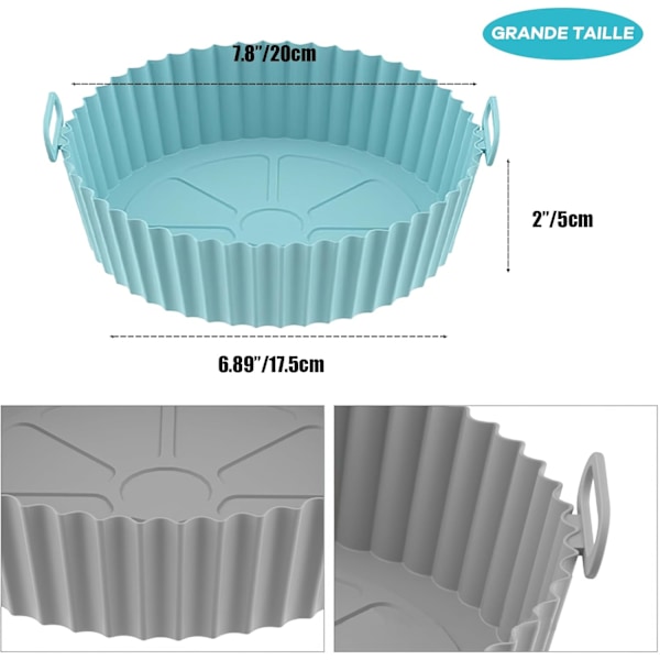2 stk. Air Fryer Silikonform, 20 cm Air Fryer Kurv Tilbehør til Philips Ninja Foodi Max Cosori Moulinex Tefal Mikrobølgeovn, Ovn