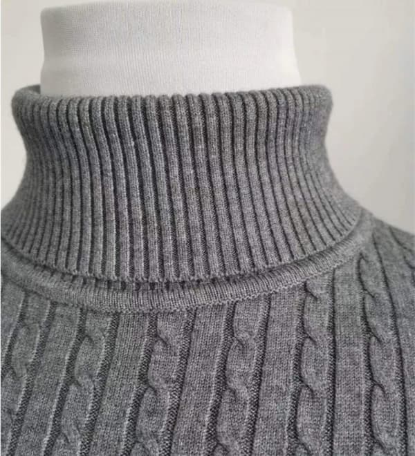 Mænds Slim Turtleneck Sweater Casual Twisted Strikket Pullover Sweaters