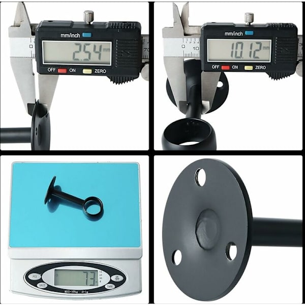 Verhotangon pidike Vaatekaapin tankopidike Ruuveilla Kattopidike Verholle ja vaatekaapille, Mattamusta ruostumaton teräs, Halkaisija 25mm, 2 kpl（25mm）