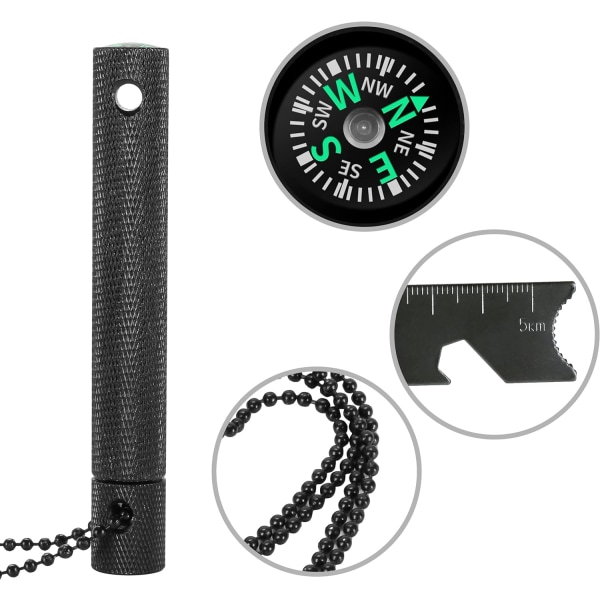 Flintstål i robust aluminiumsetui sølv eller sort ildstarter overlevelsescampingjagt 6cm 9.000 antændelser flaskeåbner udendørs lighter