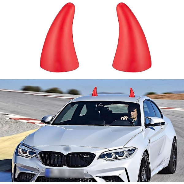 2 stk. 3D djævel hornantenne tagstickers, biltagdekoration klistermærke, antenne tagstickers bil eksteriør dekoration hjelme