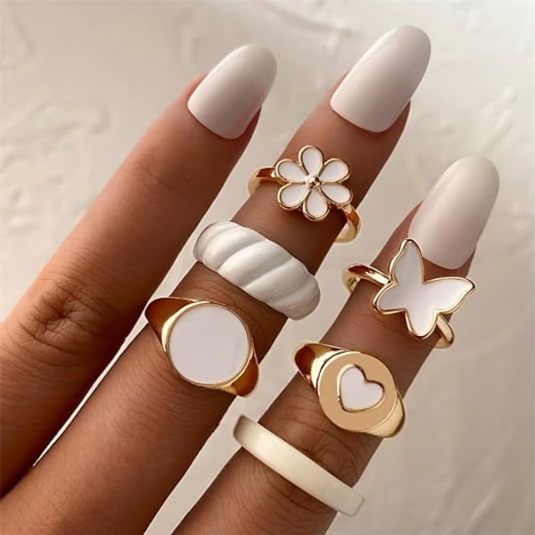 Kvinners jenter gull knoke ring sett, vintage stabelbar boho midtring sett