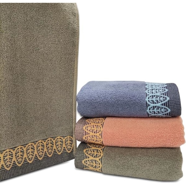 Ultraabsorberande och mjuka bomullshanddukar (3-pack, 35*75 cm) för hand, ansikte, gym och spa (3 färger) Tegelröd, blå och ljus kaffefärg
