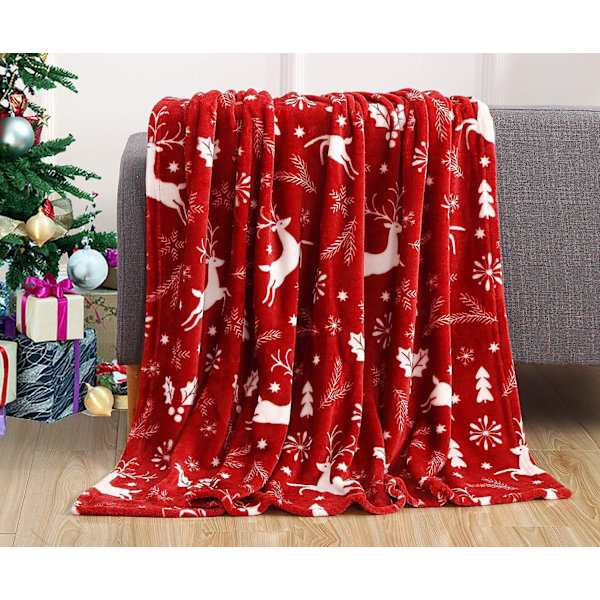 Elegant Comfort Luxury Super Pehmeä Joulukuvioinen Fleecepetari - Juhla-aiheinen Koti Sisustus Pehmeä Lämmin ja Mukava Heitto Peitto Talvella Vuoteeseen, Sovalle ja G
