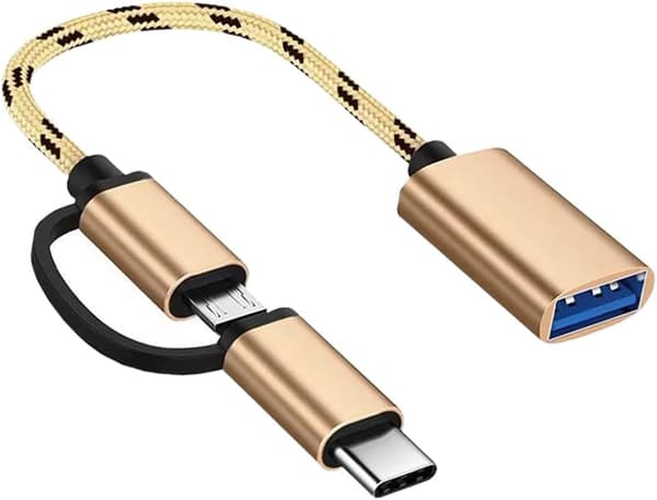 2-i-1 USB C/Micro til USB-adapter, USB til USB C OTG-adapterkabel, kompatibel med Samsung Galaxy S21 S22 S23 Note 20/10 A53, Google Pixel og andre An