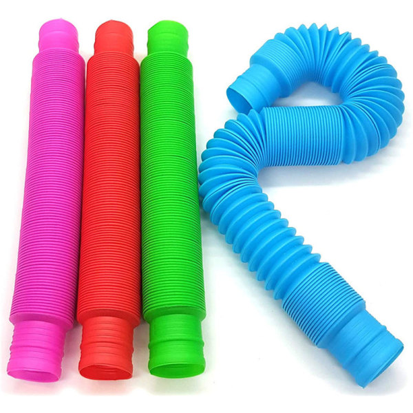 Pop-rør sensoriske leker, fidget-leker for barn og voksne, flerfargede rør