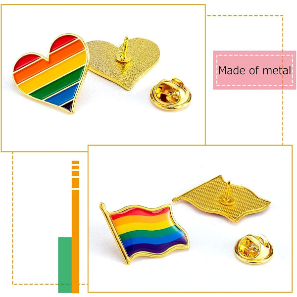 30 stk. Pride Rainbow Enamel Lapel Pin Sæt - 15 stk. Rainbow Pride Flag L