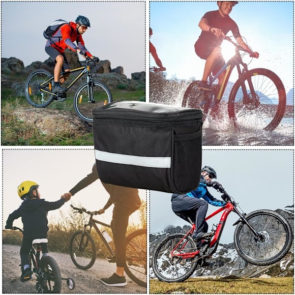 Pyörän ohjaustangon laukku, vedenpitävä pyörän etulaukku, pyörän etulaukku, vedenpitävä pyörän puhelinteline, pyörän laukku, MTB-pyörän ohjaustangon laukku kori jäähdytyslaukku Refle