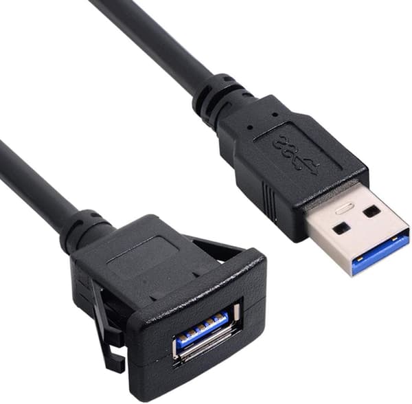 Vanntett USB 3.0-hjelpekabel for dashbord 1 m