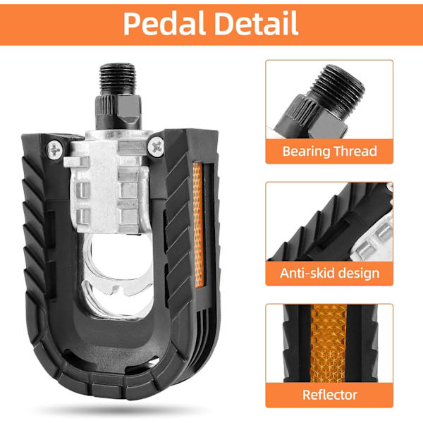 Cykelpedaler, Foldbare Cykelpedaler til Aluminium med Reflektorer til Bycykler, Foldcykler, Landevejscykler, MTB Cykler, Universelle Foldbare Pedaler