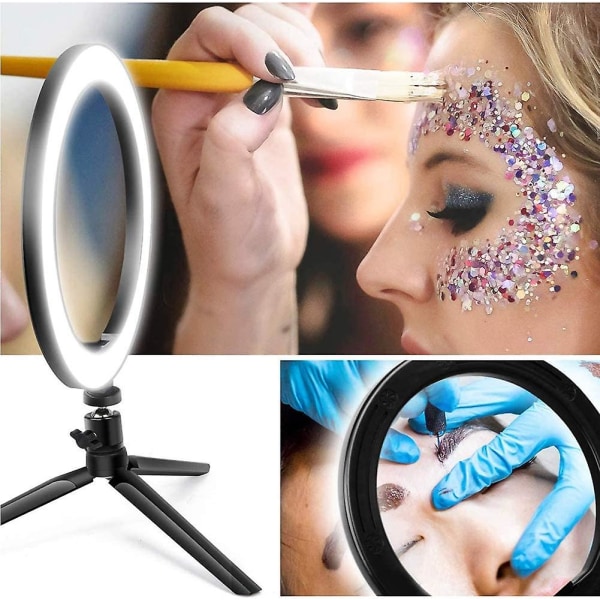 Led Selfie Ring Light Ring Light Stativ Med Fjernbetjening Bord