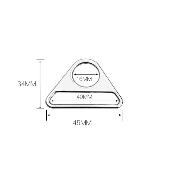 10 Pak Zink Legering Trekant Spænder, 40mm Trekant Justeringsring, Støbt Multifunktionel D-Ring Spænde til Bagage Rygsække Remme Tilbehør (Sølv)
