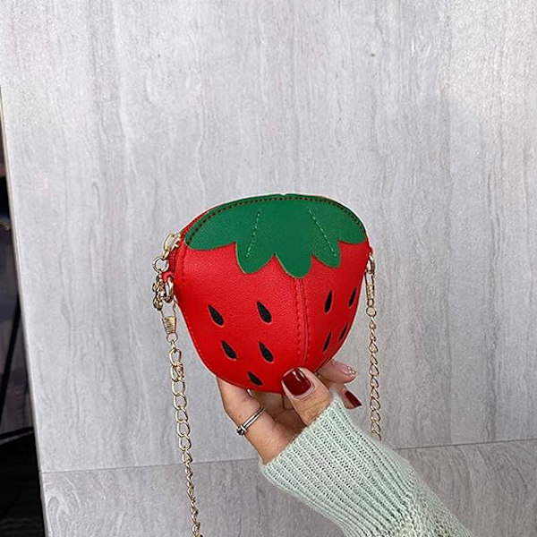 Bedårende Børnepung i Rød Jordbær Crossbody, Lille Mini Møntpung