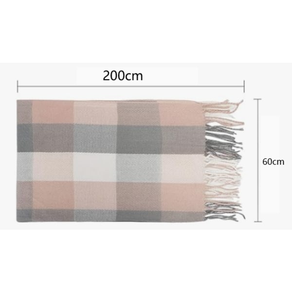 Vintervit Tartan Scarf - Damrutig Pläd Filt Scarves Varma Check Wraps Brittisk Stil Dam Ull Spinning Tassel Sjal Stole Scarfs Storbritannien，60*200CM