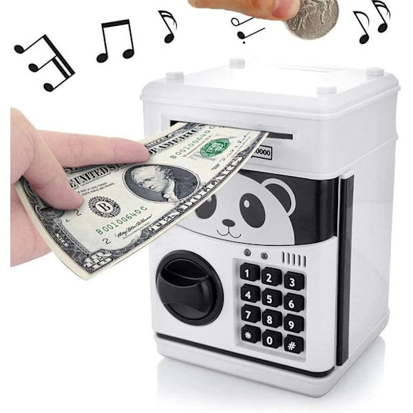 Musikalsk minibank sparebøsse med kodelås for barn, Mini elektronisk Panada myntboks med stemmemelding og passordpålogging