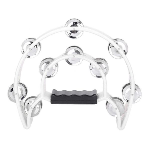 Double Row Handbell Tambourine Percussion Musical Instrument in White