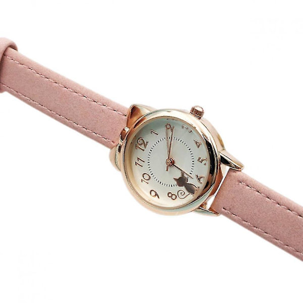 Jenteklokke Katt Flerfarget Kvarts Klokker For Jente Armbåndsur Rosett Klokker Fargerike Studentklokker For Jenter (farge: Gull-rosa