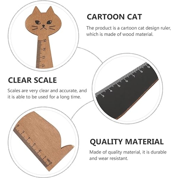 10 st kattformad linjal kattdesign linjal söt trä djur rak