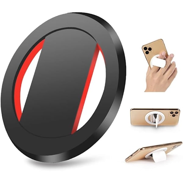 Snap Phone Grip Elastisk Mobiltelefonhållare Rem för Hand, 360° Rotation Ultra-Thin Phone Ring Holder Finger Kickstand Loop Phone Stand Kompatibel(Svart)