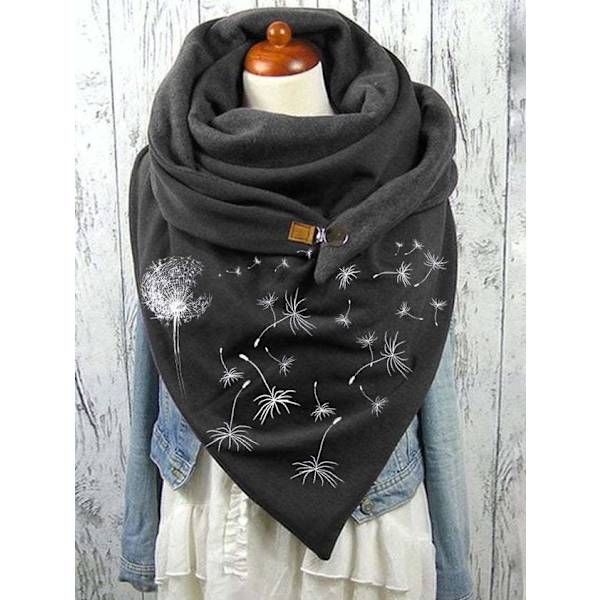 Kvinnor Fjäder Vintage Print Boho Scarf Shawls Wraps Vinter Varma S