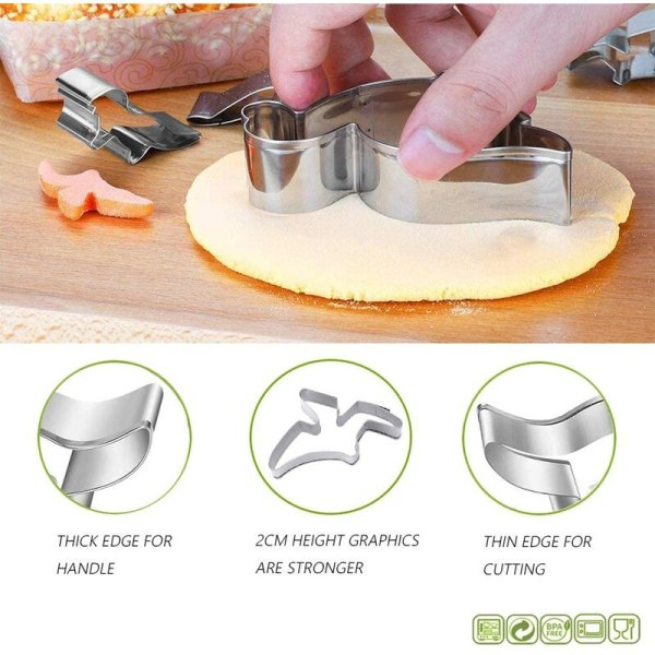 6 stk. Dinosaur Cookie Cutter i rustfritt stål