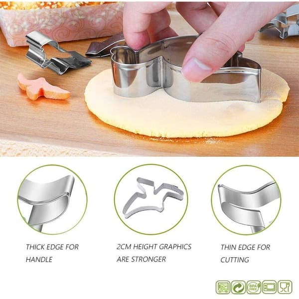 6 stk. rustfrit stål dinosaur cookie cutter cookie cutter cookie cutter