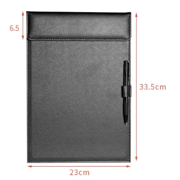 A4 PU Læder Klipsbord, A4 Læder Dokument Holder Menu Tegnebræt med Magnetisk Klips og Penholder til Konferencemappe Kontor Klasseværelse Resta
