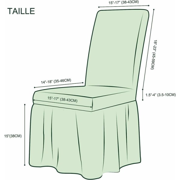 Universaali joustava ruokailutuolin päällinen hameella, irrotettava pestävä huonekalusuoja kotiin seremoniaan bankettiin hääjuhliin (2 kpl, harmaa)