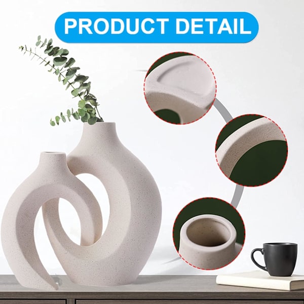 Keramisk vase, designvase, hvit blomst, moderne bordvasedekorasjon, bryllup