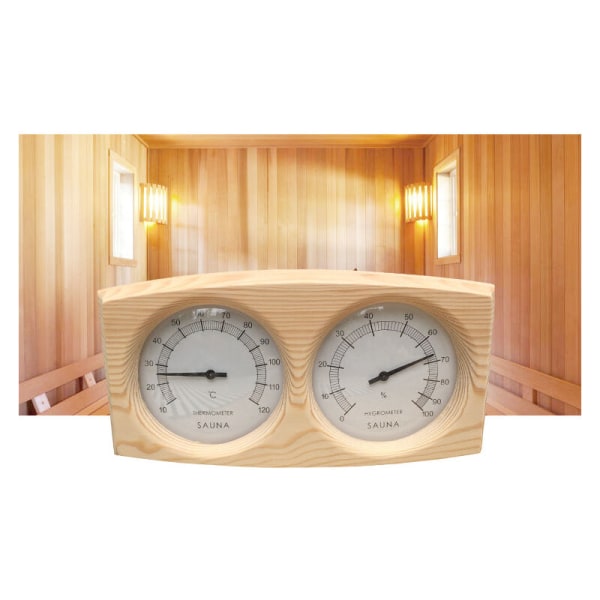 Pine Wood Termometer Hygrometer för Bastu Bakgrund Spa Bastu Tillbehör