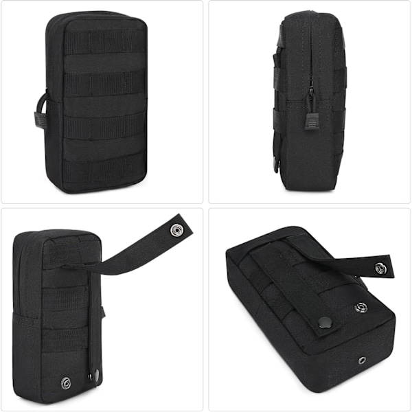 Taktisk Lomme Mini Militær Taske Lille Tilbehørspose med Molle System til Jagt Trekking, Sort