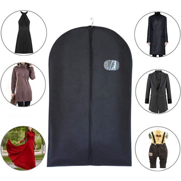 2 stk. sorte klesposer med glidelås, tykkere non-woven materiale dresspose