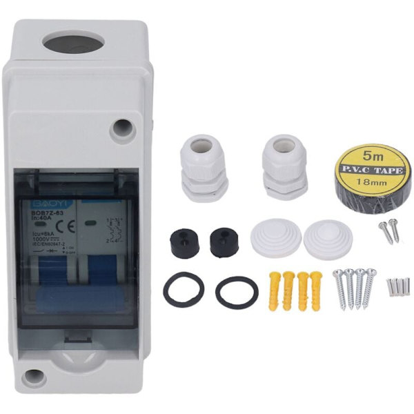 DC 40A Avbrottsbrytare Transparent Skyddande Kåpa Miniatyrkretsbrytare med IP65 Distributionsbox 1000V