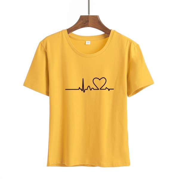 Gul T-shirt, Söt T-shirt för damer Junior Toppar Tonåring Flickor Grafiska T-shirts, gul