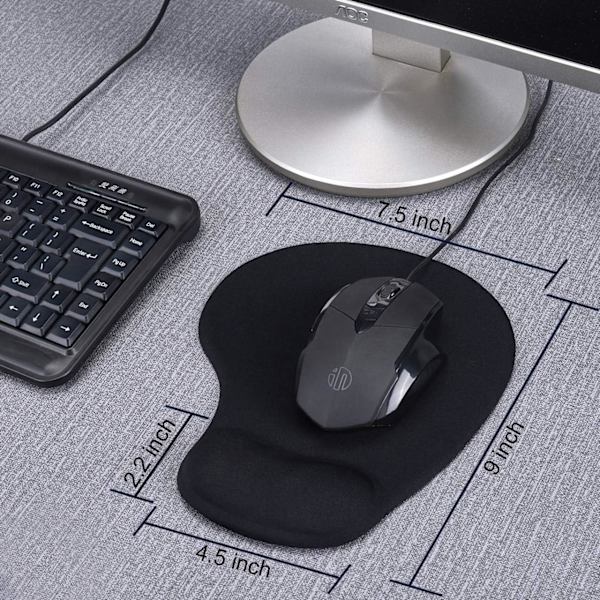 1 pakke musemåtte, ergonomisk musemåtte med gel håndledsstøtte, komfortabel håndledsstøtte musemåtte med skridsikker PU-base til computer bærbar computer hjemmekontor rejse, lille størrelse, 9 x 7,5 tommer, grå