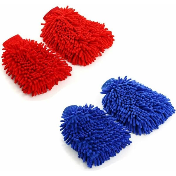 4 stk. bilvaskhandsker i chenille-mikrofiber