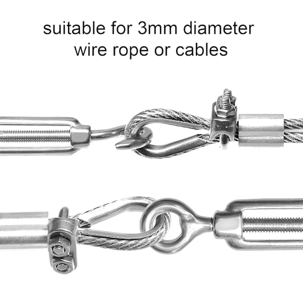 Wire Rope Clips, 12 stk. M3 Rustfrit Stål Kabelklemmer, U-Bolt Kabelklemme til Industri, Husholdning, Læsning og Lossing af Varer