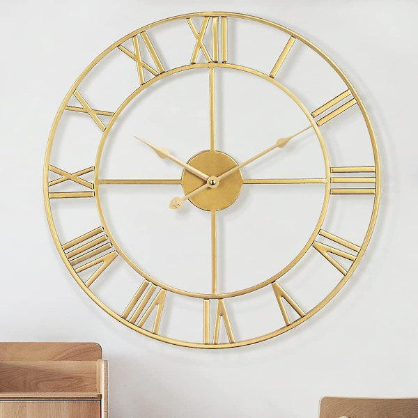 Vintage seinäkello ilman tikitystä, suuret roomalaiset numerot, 40 cm seinäkello