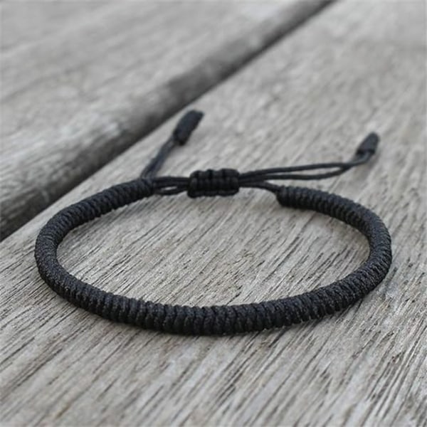 Håndlavet snor armbånd til kvinder mænd piger drenge enkel sort flettet justerbar charme armbånd minimalistisk smykker