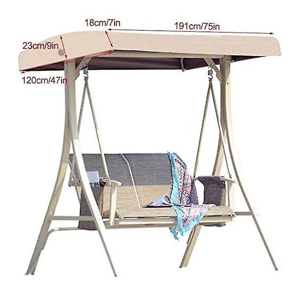 Vaihdettava katto puutarhakeinuun Universaali keinukatto Kuistin keinutuoli Penkki Puutarhatuoli 191 X 120 Cm,beige