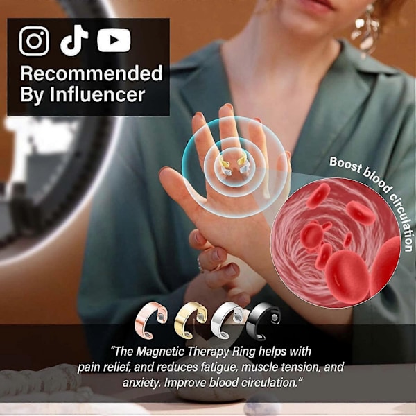 Lymfdränage Ring, 4 ST Lymfdränage Terapeutisk Magnetisk Ring, Smärtlindring & Minska Trötthet
