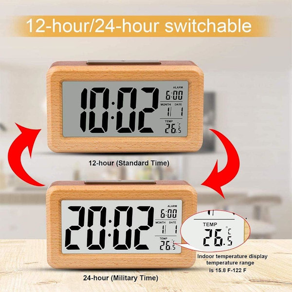 Atomic Desktop Clock Creative Trä Multifunktionell Digital Sile