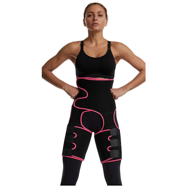 3 i 1 högt midjetrimm för kvinnor fitness viktminskningsbälte, ROSA, (X/XL)