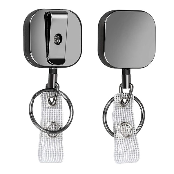 2-pak kraftig rulle-nøglering, metal karabinhage badge-rulle med arbejds-id-badge-klip, stål rulle-ledning