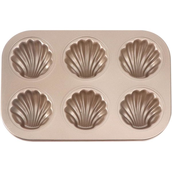 6 Huls Madeleine Form i Kulstofstål, Non-Stick Bageform til Køkken Bryllup Fødselsdagsfest