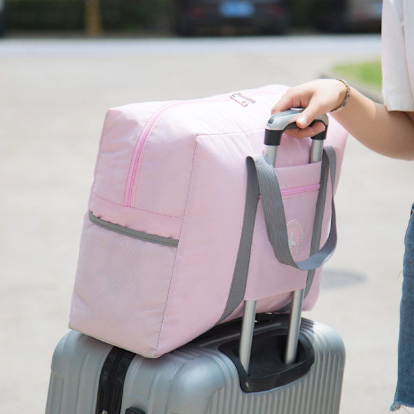 Reise Duffel Bag, Vanntett Skulder Weekender Overnatting Bag for Voksne, Weekender Carry On Overnatting Vesker, Rosa