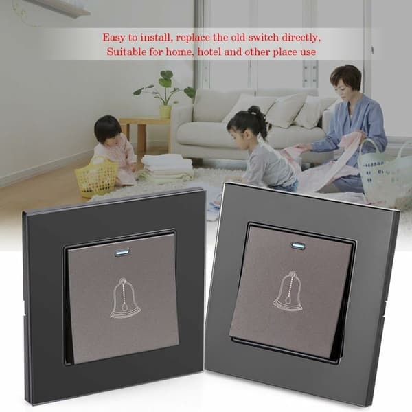 Utomhus dörrklocka knapp, 220-250V härdat glas panel dörrklocka switch tråd