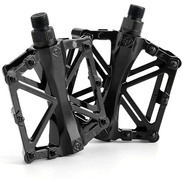 Cykelpedaler i Aluminium, Cykelpedaler för Cykling/Väg Mountain MTB/BMX med Superlager Pedaler Platta Stabila och Lätta med Halksäkra Pedaler