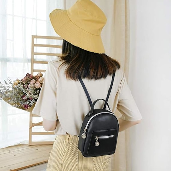 Fashion Liten Ryggsäck, PU Läder Mini Ryggsäck, Axelväska, Fritids Liten Axelväska Skolväska för Kvinnor